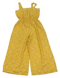Žlutý květovaný lehký culottes overal New Look