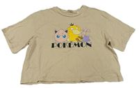 Béžové crop tričko s Pokémony H&M