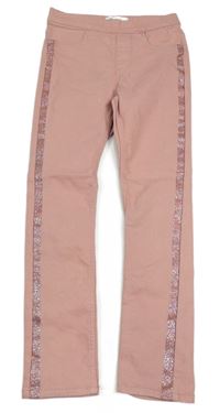 Starorůžové tregíny s pruhem H&M