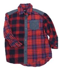 Tmavomodro-červeno-černá kostkovaná košile Next