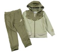 2 set - Khaki tepláky s logem + propínací sportovní funkční mikina s kapucí Nike