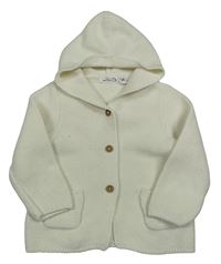 Smetanový propínací svetr s kapucí 