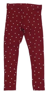 Vínové žebrované puntíkaté legíny George