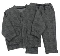 2 set - černo-šedá kostkovaná propínací mikina + teplákové kalhoty F&F