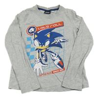 Šedé melírované triko se Sonicem 