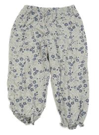 Světlešedo-modré květované lehké tepláky 