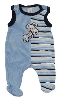 Modré sametové dupačky s pruhy a pejskem C&A