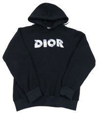 Černá mikina s nápisem a kapucí 