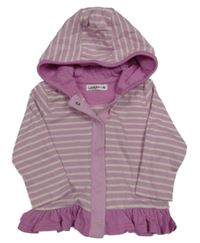 Růžovo-bílá pruhovaná lehká propínací mikina s kapucí Ladybird