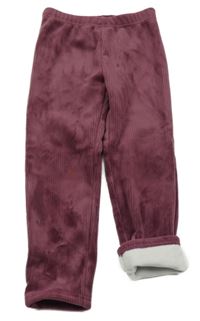 Fialové žebrované plyšové zateplené legíny Topolino