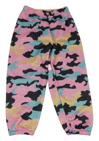 Růžovo-černo-žluté army tepláky 