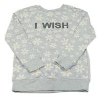 Šedá květovaná mikina s nápisem Primark