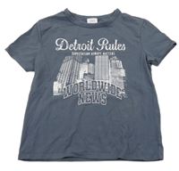 Tmavošedé tričko s městem Zara