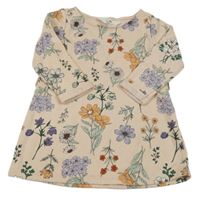 Světelrůžové teplákové květované šaty H&M