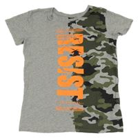 Šedo-khaki tričko s army pruhem a nápisem Chapter young