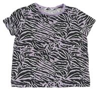 Lila-černo-bílé vzorované crop tričko zn. M&S