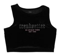 Černý sametový crop top s nápisem zn. George