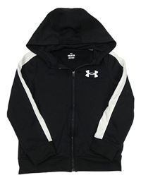 Černo-bílá propínací sportovní mikina s logem a kapucí Under Armour