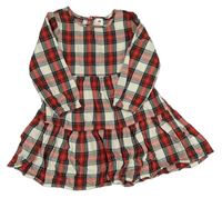 Bílo-červeno-zelené kostkované šaty H&M