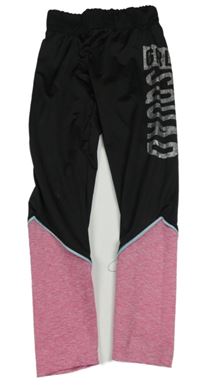 Černo-růžové sportovní legíny s nápisem Ergeenomixx