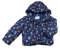 Tmavomodrá šusťáková zimní bunda s vílami a kapucí M&Co.