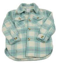 Bílo-tyrkysová kostkovaná flaušová košilová bunda Primark