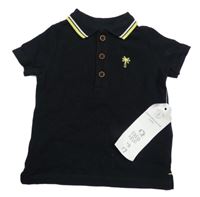 Nové - Černé polo tričko s palmou F&F