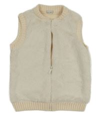 Bílo-smetanová pletená třpytivá vesta s kožešinovým prvkem LC Waikiki