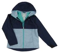 Tmavomodro-světlemodrá šusťáková jarní funkční bunda s kapucí Quechua