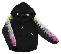 Čeerno-zeleno-barevná propínací sportovní mikina s kapucí 