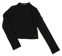 Černé žebrované crop triko River Island