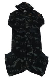 Černo-šedá army plyšová kombinéza s kapucí - Nerf 