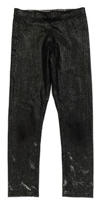Černo-stříbrné třpytivé sametové legíny H&M