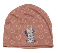 Broskvová čepice s Minnie a srdíčky 