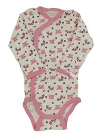 Bílo-růžové zavinovací body s liškami a květy impidimpi