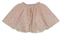 Světlerůžová tylová květovaná sukně Dopodopo