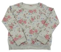 Šedo-růžová květovaná mikina Next