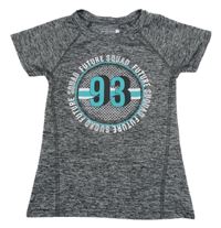 Tmavošedé melírované sportovní tričko s číslem Ergeenomixx