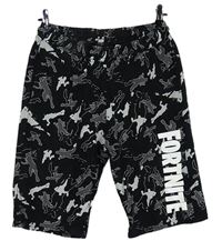 Pánské černo-šedé army teplákové kraťasy s logem Fortnite 