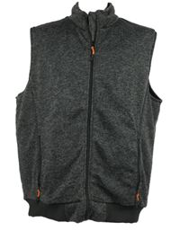 Pánská šedo-černá melírovaná pletená zateplená vesta Livergy vel. 60 