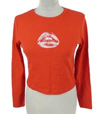 Dámské červené crop triko s obrázkem Primark