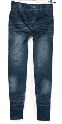 Dámské modré bezešvé legíny riflového vzhledu Esmara 