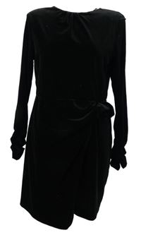 Nové - Dámské černé sametové koktejlové šaty s kytičkou Zara 