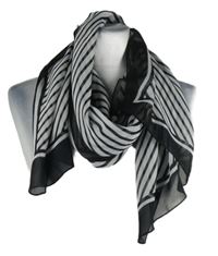 Dámská černo-bílá pruhovaná šifonová šála 