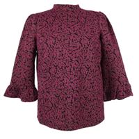 Dámská tmavorůžovo-černá vzorovaná halenka Gallery 