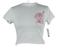 Nové - Dámské bílé crop tričko s potiskem 
