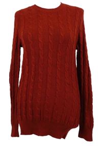 Pánský karmínový copánkový vlněný svetr 