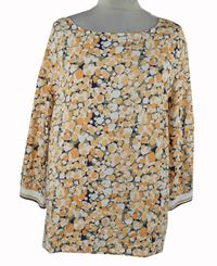 Dámská bílo-oranžovo-khaki vzorovaná halenka Laura Torelli 