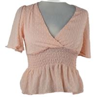 Dámská růžová vzorovaná šifonová crop halenka Amisu 