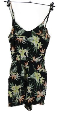 Dámský černý květovaný letní overal H&M